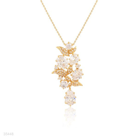 FANCY FLOWER DROP NECKLACE